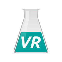 Isolated test tube with    the virtual reality acronym VR