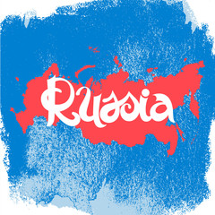 Russia. Abstract grunge vector background with lettering and map
