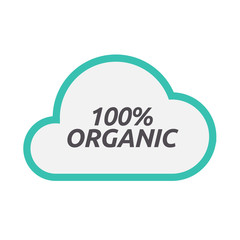Isolated cloud icon with    the text 100% ORGANIC