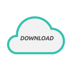 Isolated cloud icon with    the text DOWNLOAD