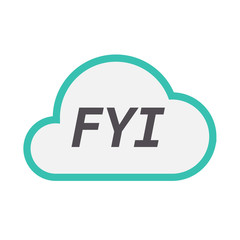 Isolated cloud icon with    the text FYI