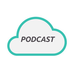 Isolated cloud icon with    the text PODCAST