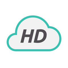 Isolated cloud icon with    the text HD