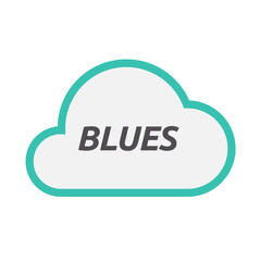 Isolated cloud icon with    the text BLUES