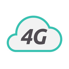 Isolated cloud icon with    the text 4G
