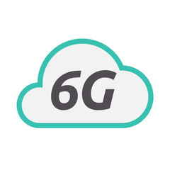 Isolated cloud icon with    the text 6G