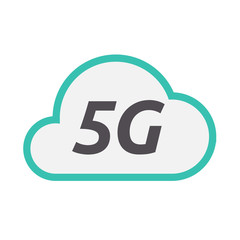 Isolated cloud icon with    the text 5G