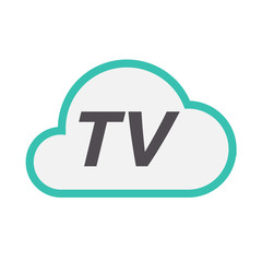 Isolated cloud icon with    the text TV