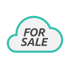 Isolated cloud icon with    the text FOR SALE