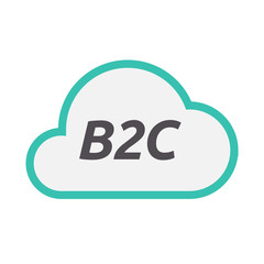 Isolated cloud icon with    the text B2C