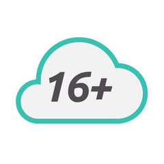 Isolated cloud icon with    the text 16+