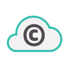 Isolated cloud icon with    the  copyright sign