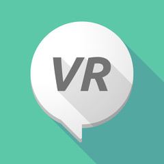 Long shadow comic balloon with    the virtual reality acronym VR