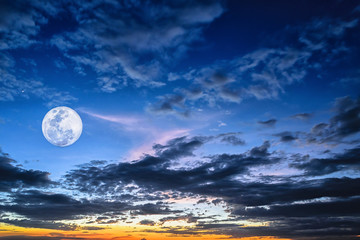 Night time full moon evening twilight sky © enanuchit