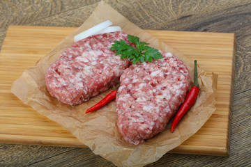 Raw burget cutlet