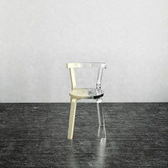 3D render of partially finished glass chair