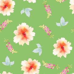 Seamless pattern with flowers watercolor