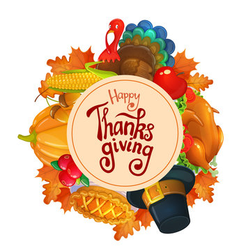 Circle shape template with Thanksgiving icons