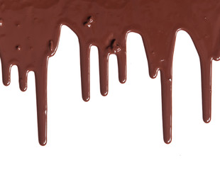 Chocolate syrup drip pattern isolated on a white background