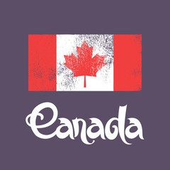 Canada. Abstract vector background with lettering and grunge flag
