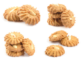 Nut cookies, isolated on white background