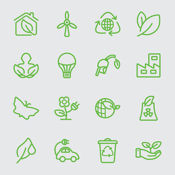 Ecology green line icon