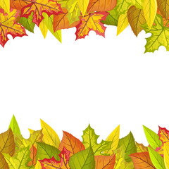 Autumn Leaves Vector Frame in Flat Design  