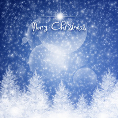 Christmas elegant card with snow and fir trees