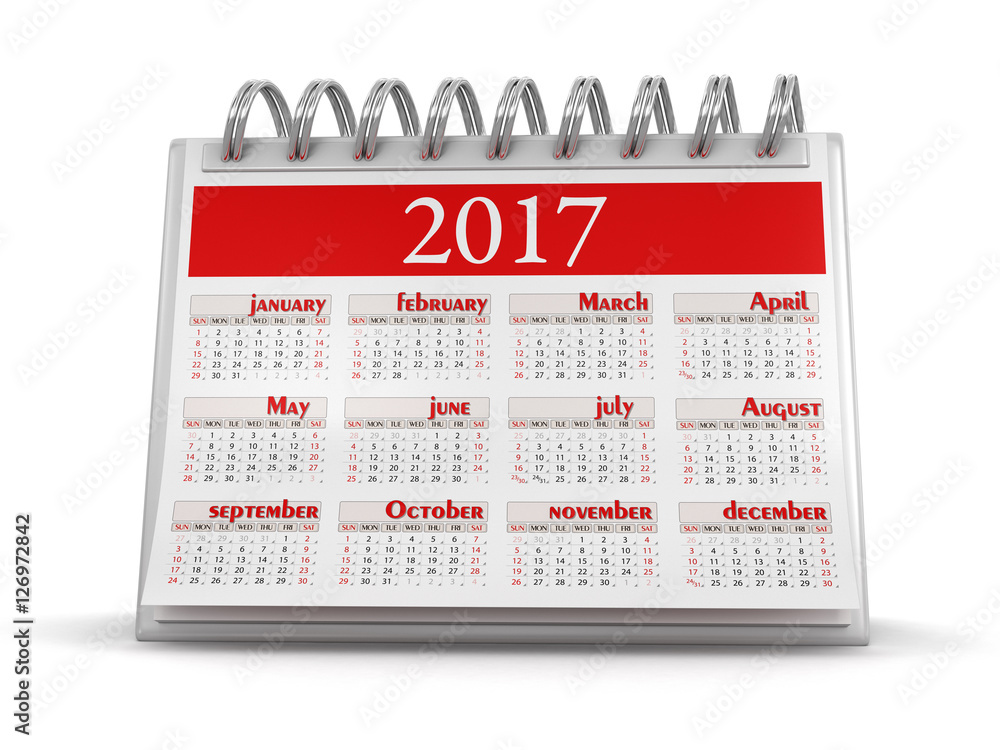 Poster calendar year 2017 image. image with clipping path