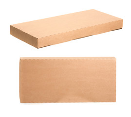 Cardboard box on white background
