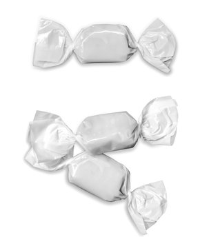Candy in White blank package on white background