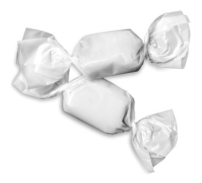 Candy in White blank package on white background