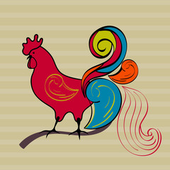red rooster vector