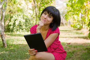 woman with tablet