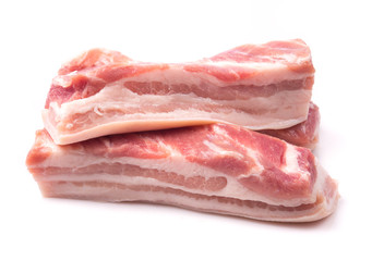 Pork belly on a white background