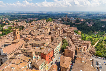 Fototapeta na wymiar Siena, Italy. View historical center of Torre del Mangia Tower (UNESCO)