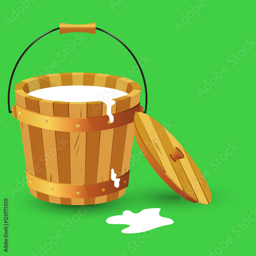 "Milk in wooden bucket." Stock image and royaltyfree vector files on