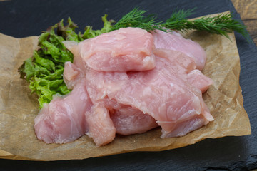 Raw sliced turkey