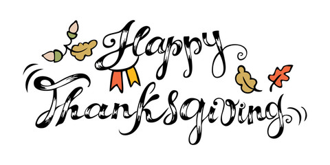 Happy Thanksgiving. Doodle drawing and freehand lettering.