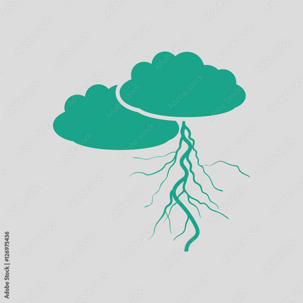 Sticker Clouds and lightning icon