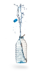 Water splash up from a plastic bottle