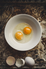 raw eggs in a bowl
