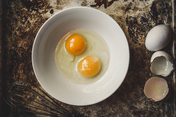 raw eggs in a bowl
