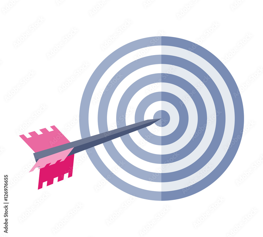 Poster arrow in target vector icon in flat style design