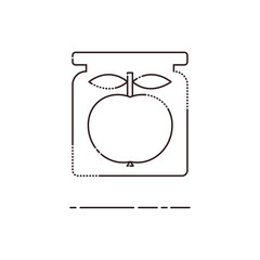 Apple in glass jar thin line icon. Mbe minimalism style