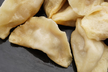 Chinese food. Fried dumplings with pork and vegetables