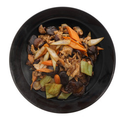 Chinese food. Fried mushrooms with vegetables