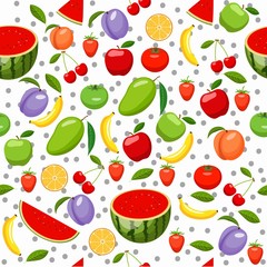 Fruits seamless pattern for your design. Vector Illustration