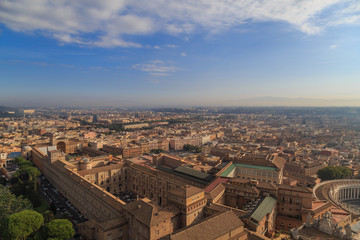 Fototapeta premium View of the palace of the Pope and Rome from the dome of St. Peter's