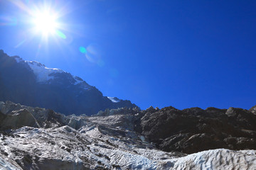 Sun over glaciers